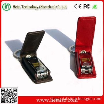 High Capacity Leather 64 USB Flash Drive with Competitive Price (HT-U4015)